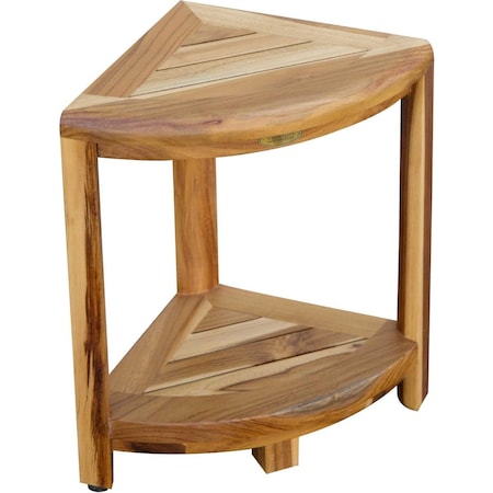 Made-To-Order Compact Teak Corner Shower Stool with Shelf - Natural Finish - 18 x 12 x 12 in. MA2627376